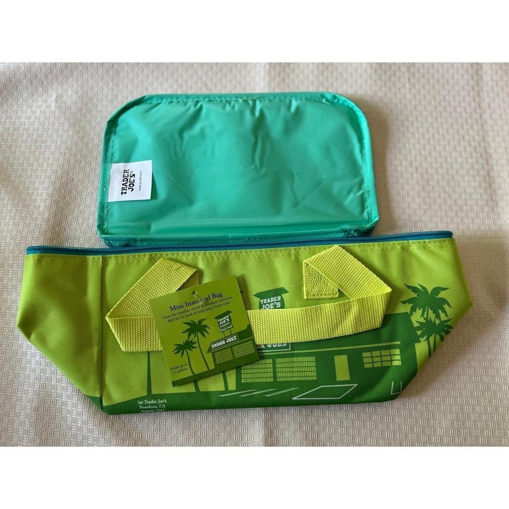 Trader Joe's Lime Green Mini insulated Tote Bag NWT